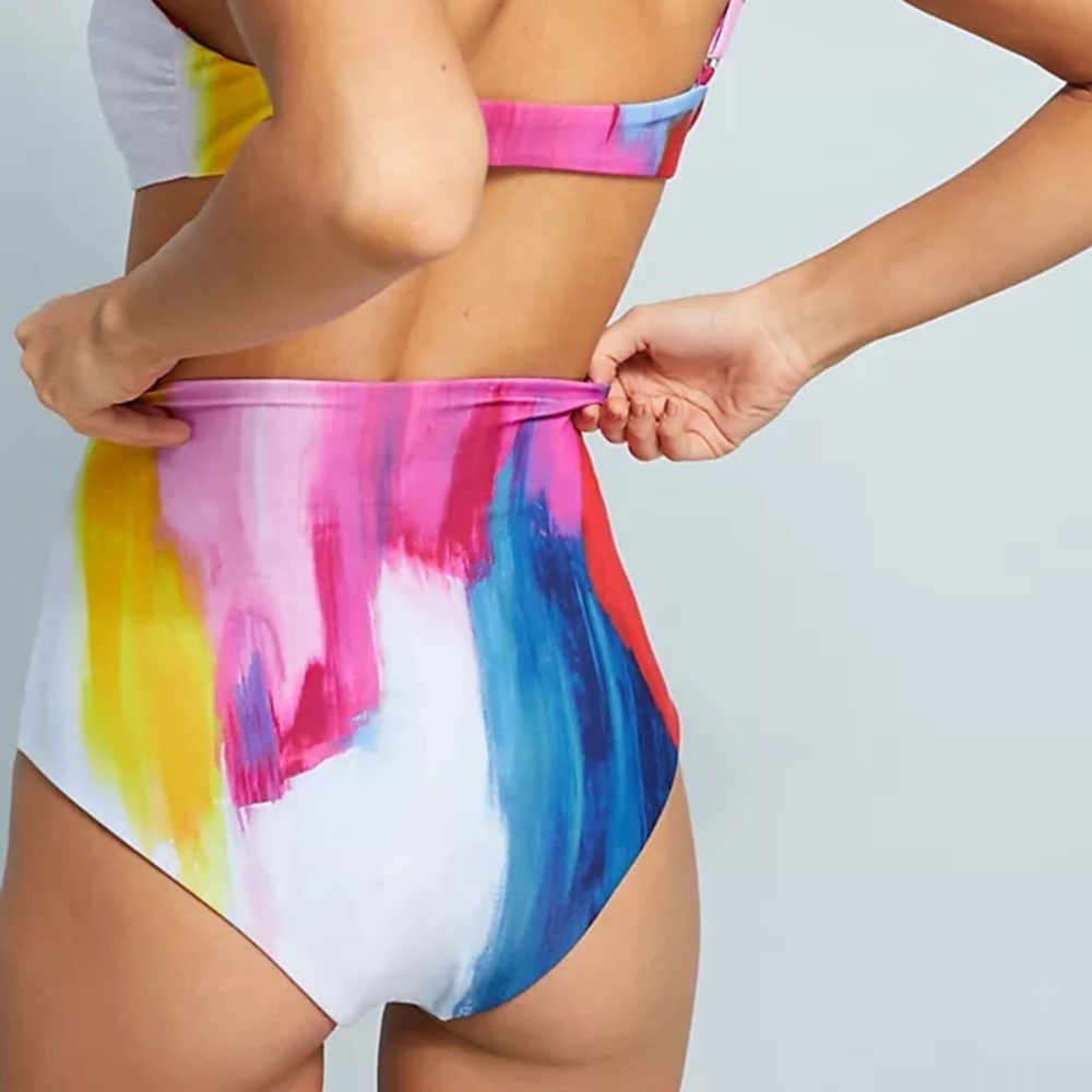 NWOT Mara Hoffman Lydia Bikini Bottom in Pink Multi